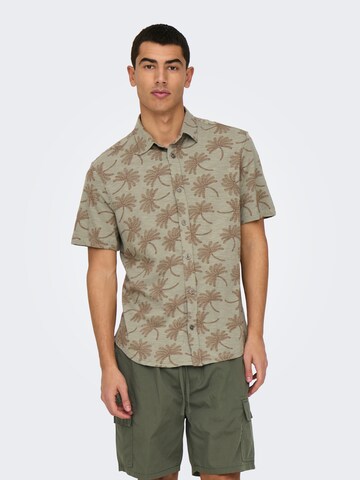 Only & Sons Regular fit Overhemd 'ONSMALDINI' in Groen: voorkant