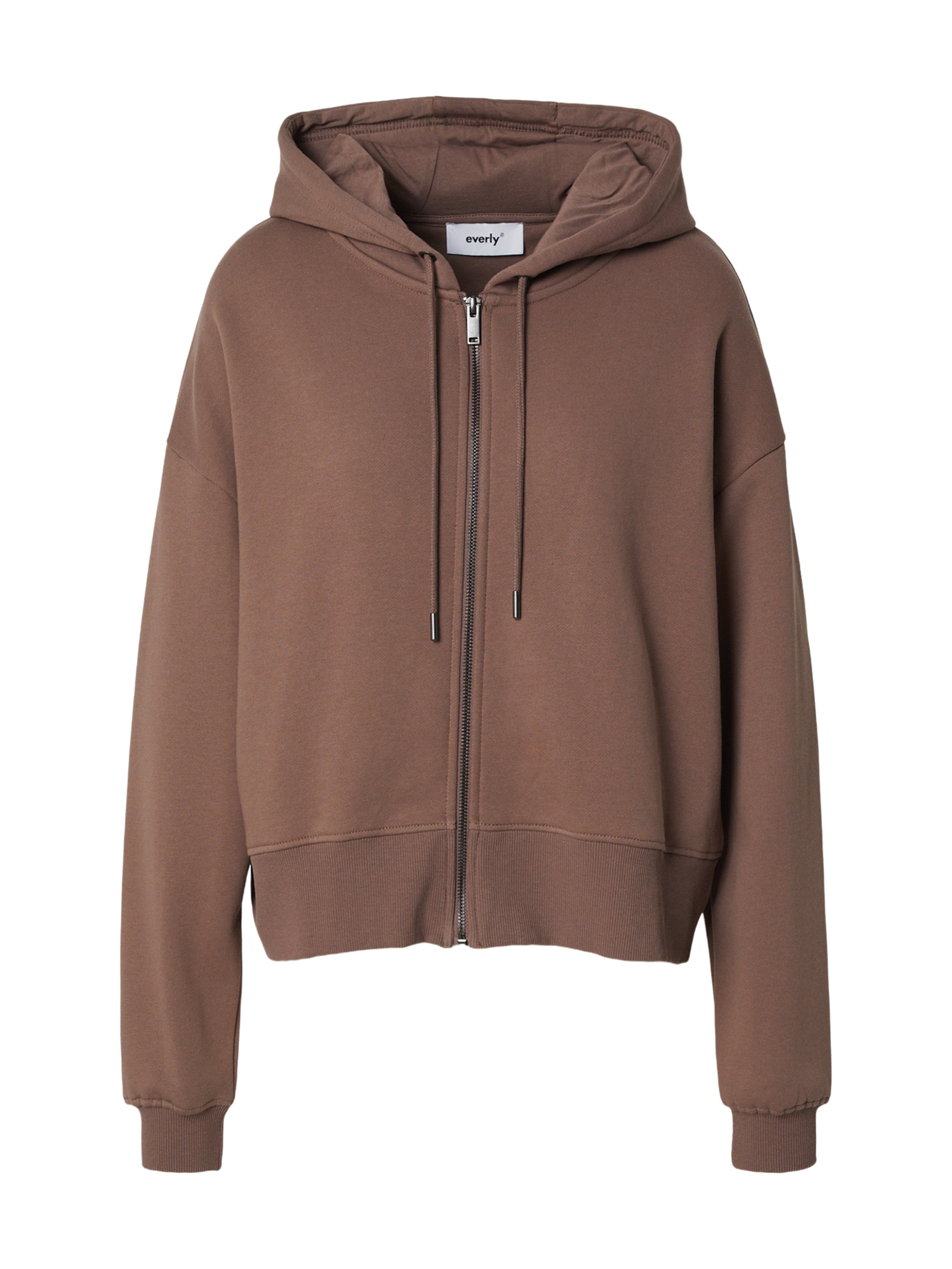 everly® - Sudadera con cremallera en marrón: frente