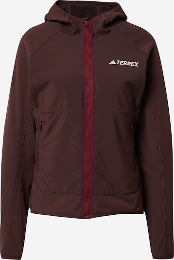 ADIDAS TERREX Veste en polaire fonctionnelle 'Techrock' en chocolat / rouge foncé / blanc, Vue avec produit