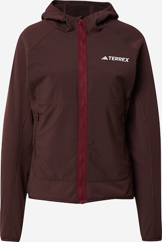 ADIDAS TERREXTehnička flis jakna 'Techrock Reversible High-Pile-Fleece ' - smeđa boja: prednji dio