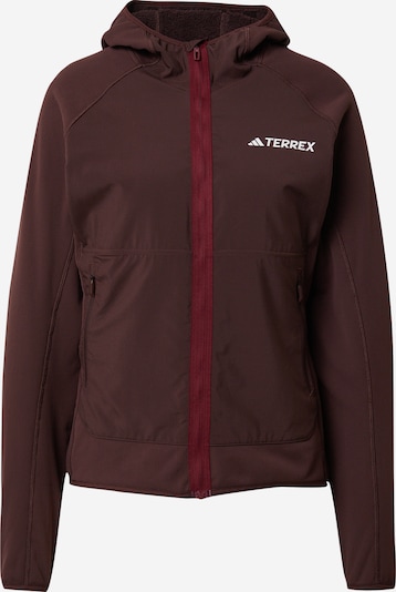 ADIDAS TERREX Toiminnallinen fleecetakki 'Techrock Reversible High-Pile-Fleece ' värissä suklaa / tummanpunainen / valkoinen, Tuotenäkymä