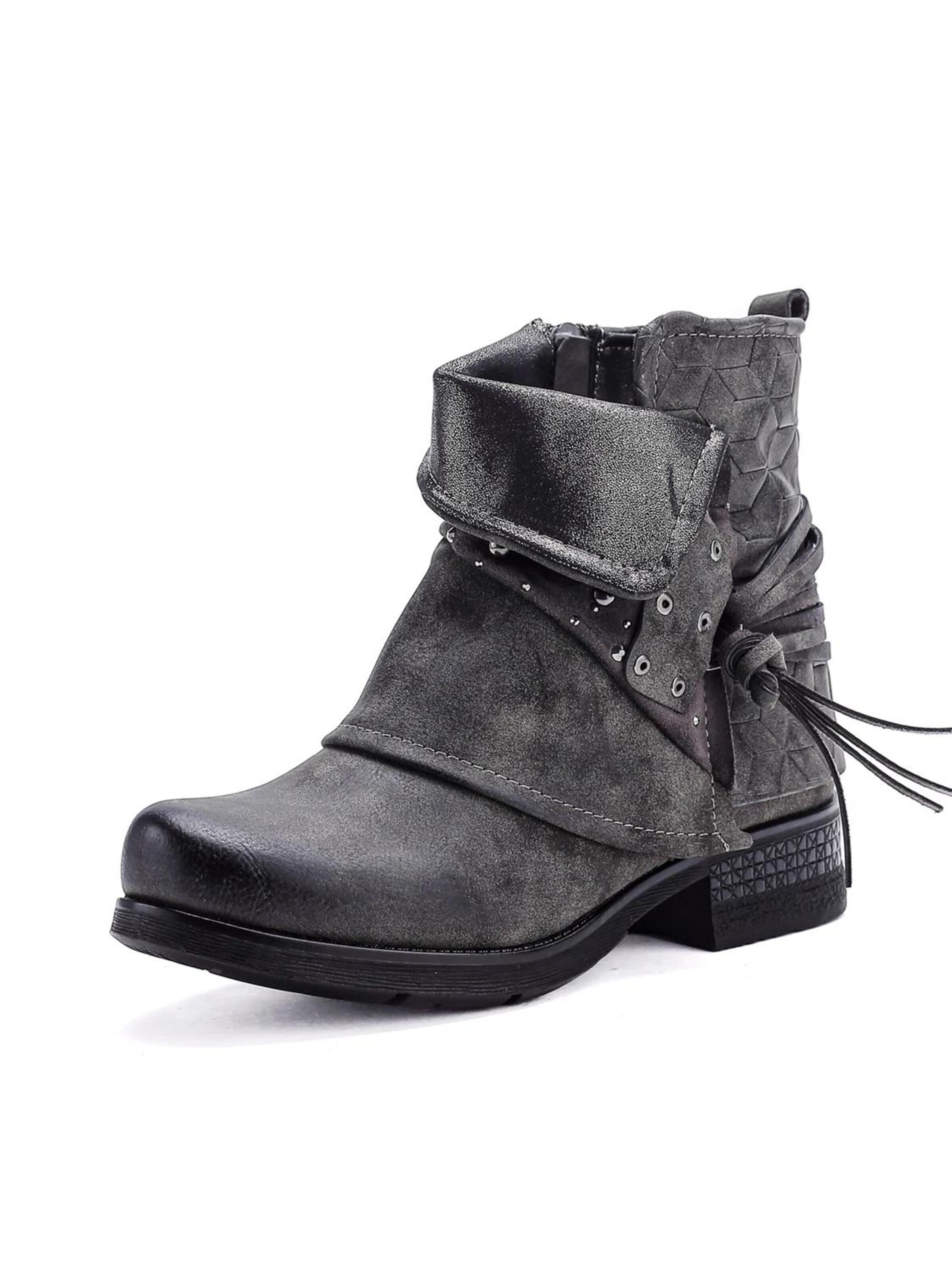 Pogolino Boots 'Damen Boots Nieten Biker Stiefeletten ST20' in Grey: front