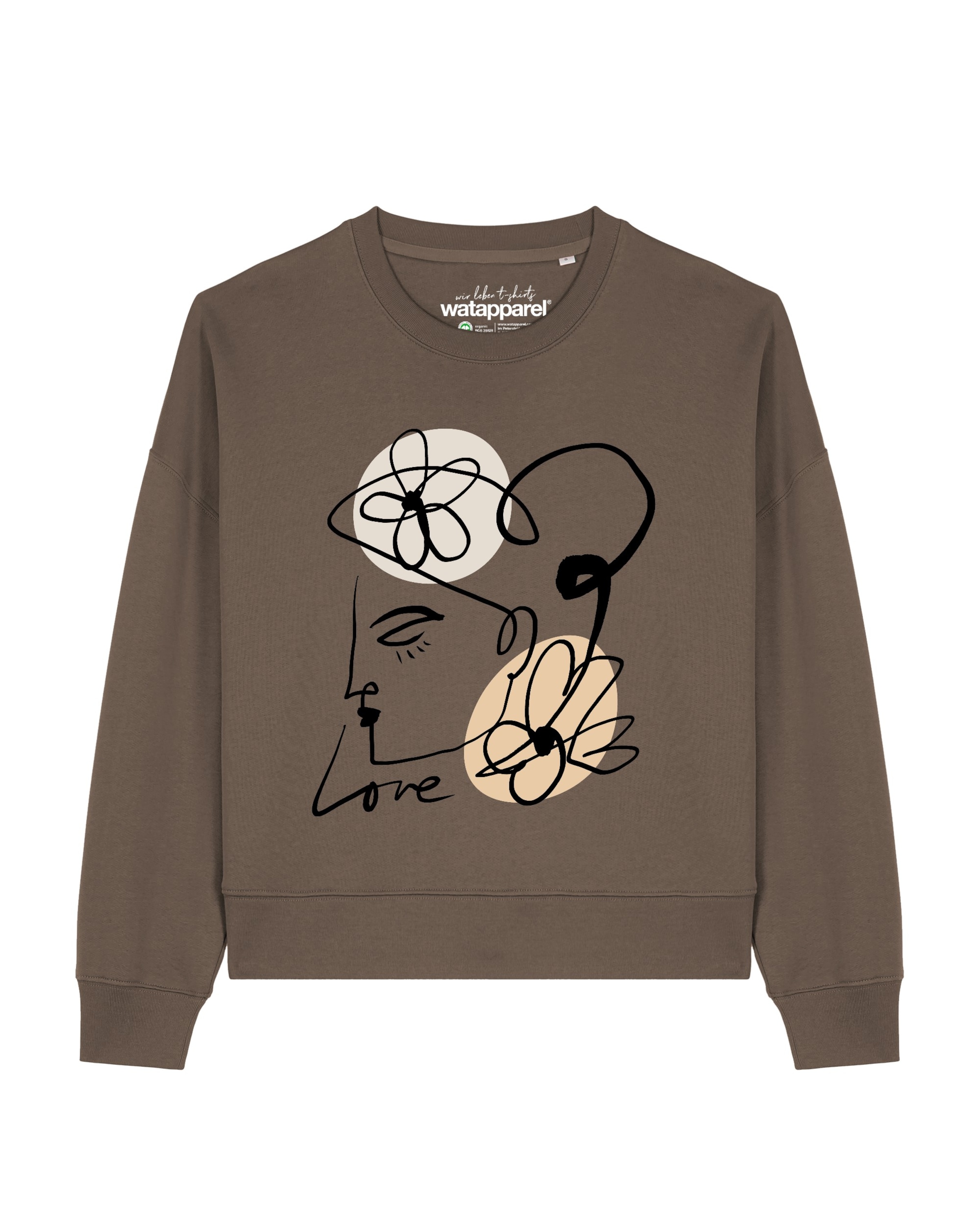 Watapparel Sweatshirt 'Self Love ' in Bruin: voorkant