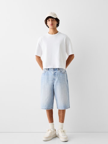 Bershka Wide Leg Shorts in Blau