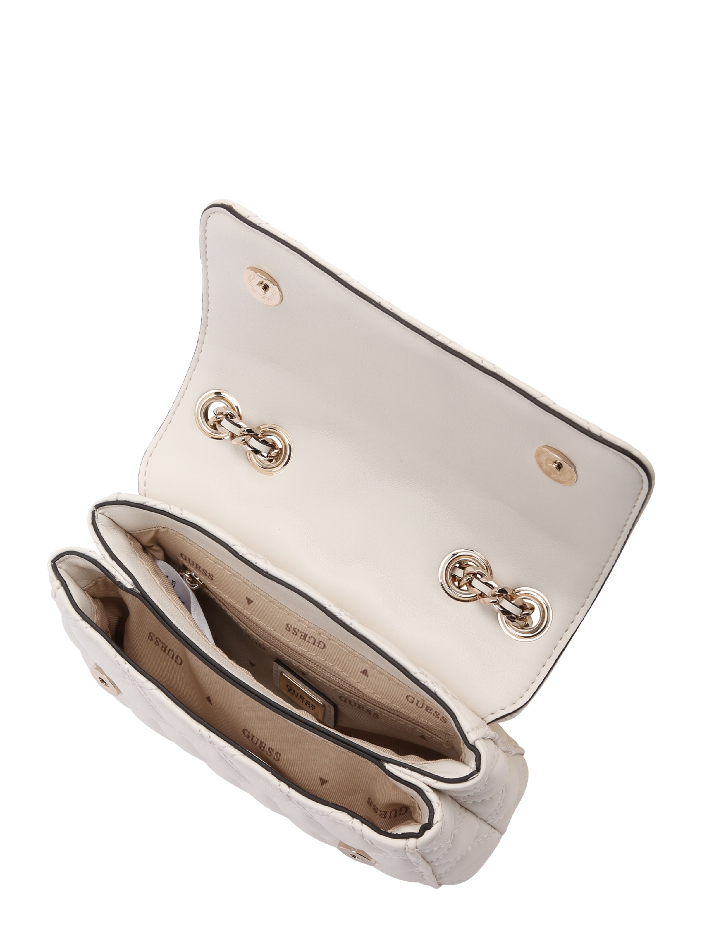 balta GUESS Rankinė su ilgu dirželiu 'GIULLY II MINI 2 COMP CVRT FLP'