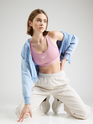 NIKE - Soutien Bustier Soutien de desporto 'SWOOSH' em rosa