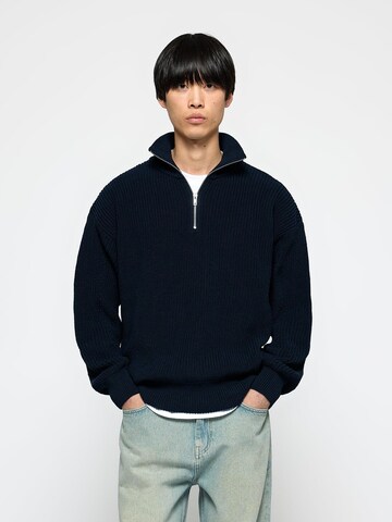 Burocs Sweater 'Knit Half-Zip' in Blue