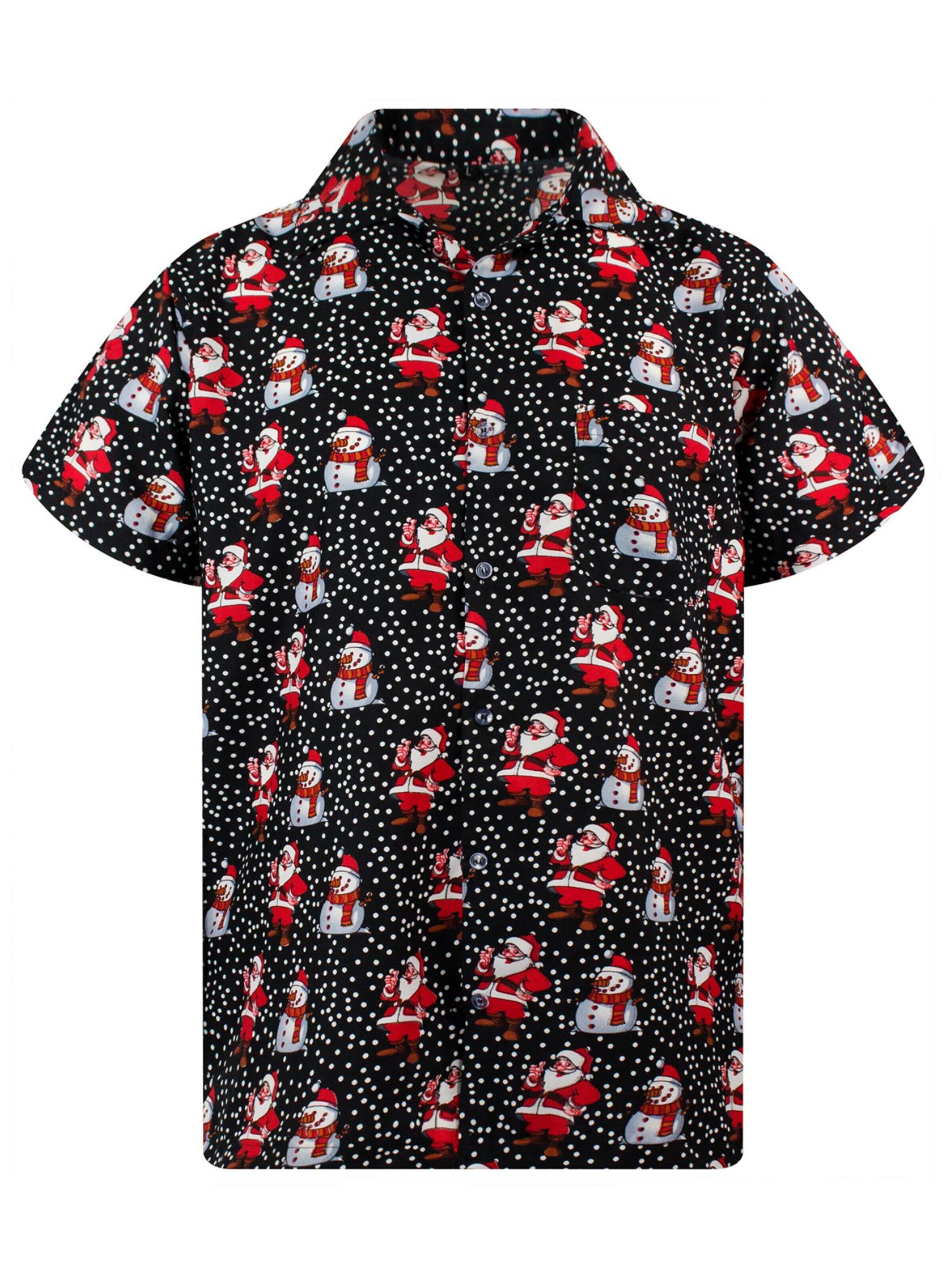 King Kameha Overhemd 'Christmas Santa Likes' in XS in de kleur Zwart, Productweergave