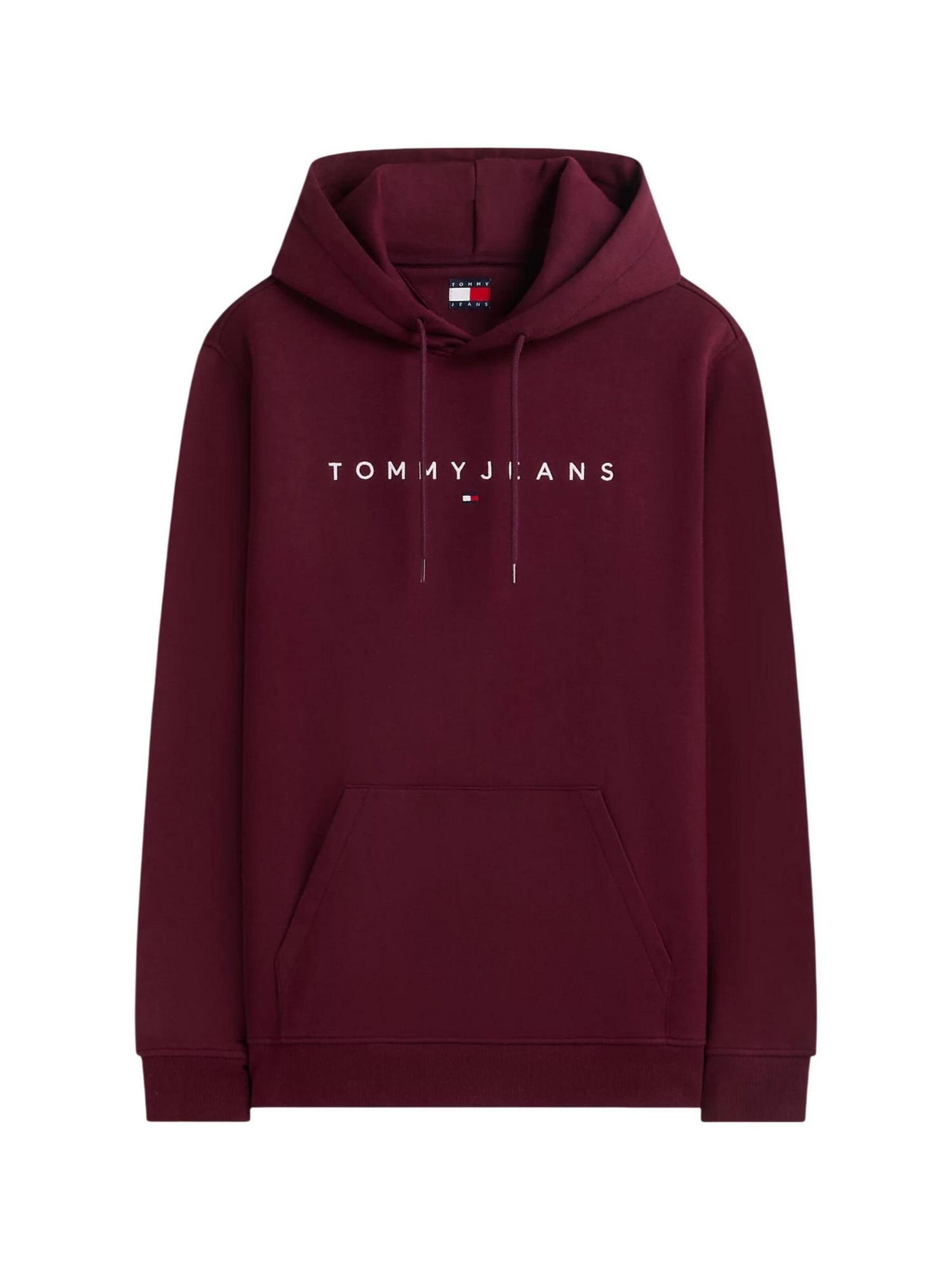 Tommy Jeans Sweatshirt 'TJM REG LINEAR LOGO DM0DM20746' in Rood: voorkant
