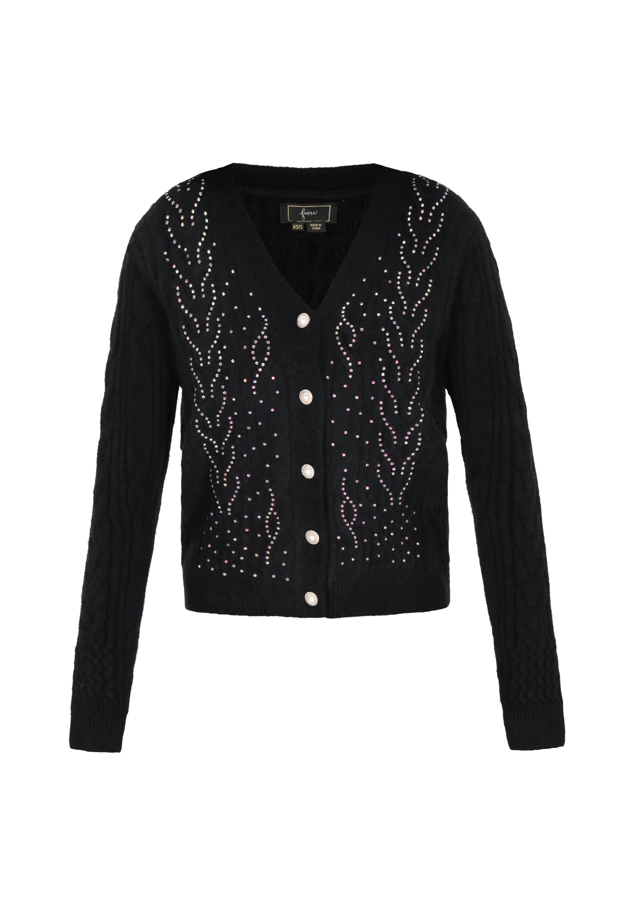 faina - Cárdigan en negro: frente