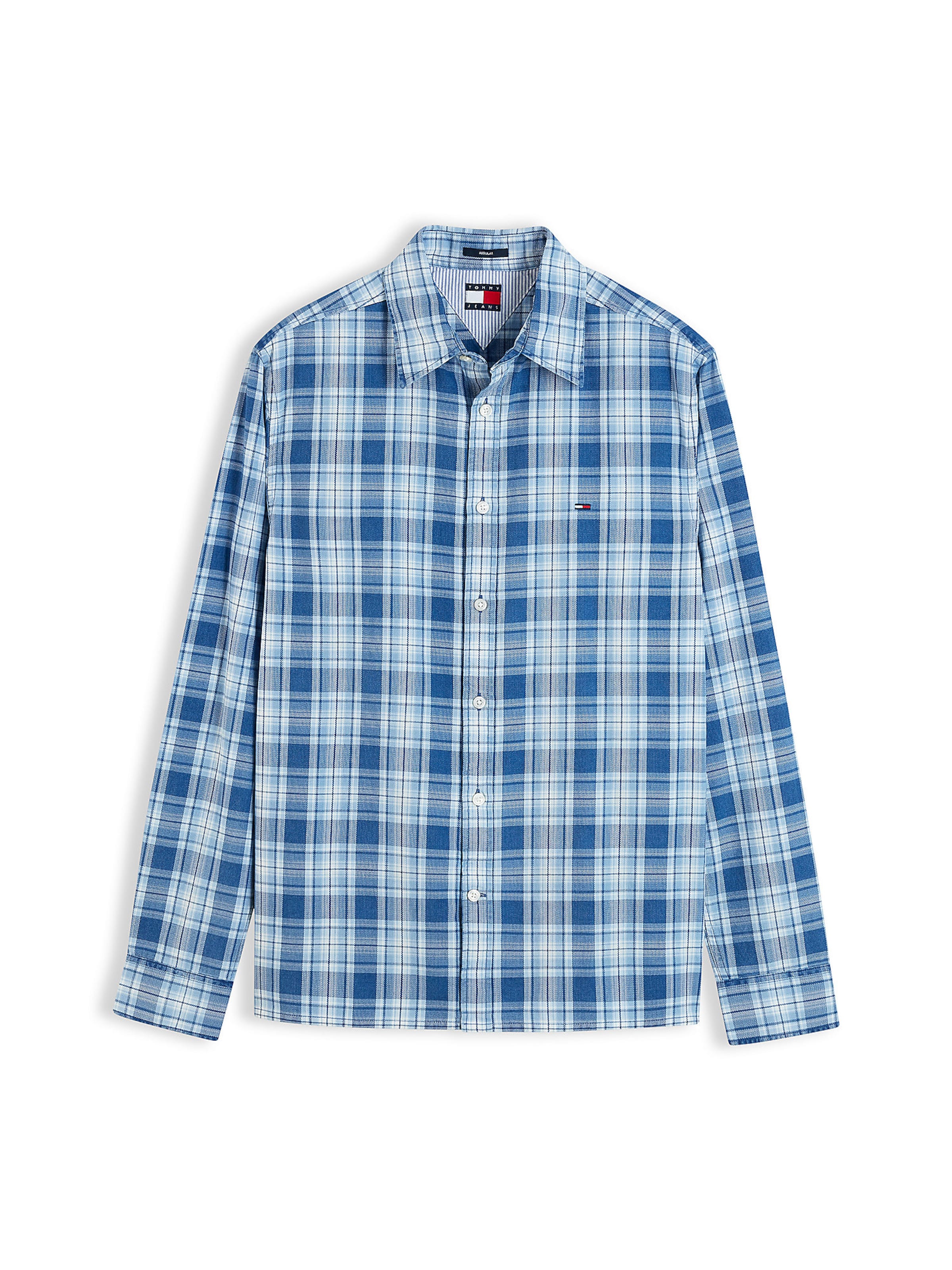 Tommy Jeans Button Up Shirt in Blue: front