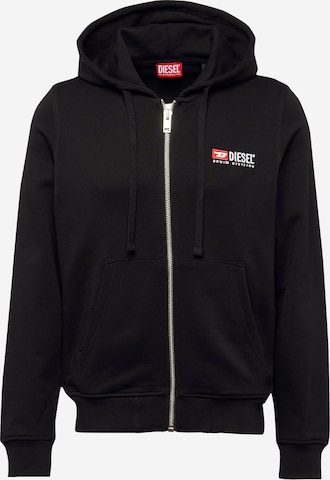 DIESEL Zip-Up Hoodie 'GINN' in Black: front