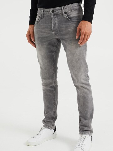 WE Fashion Slimfit Jeans in Grijs: voorkant