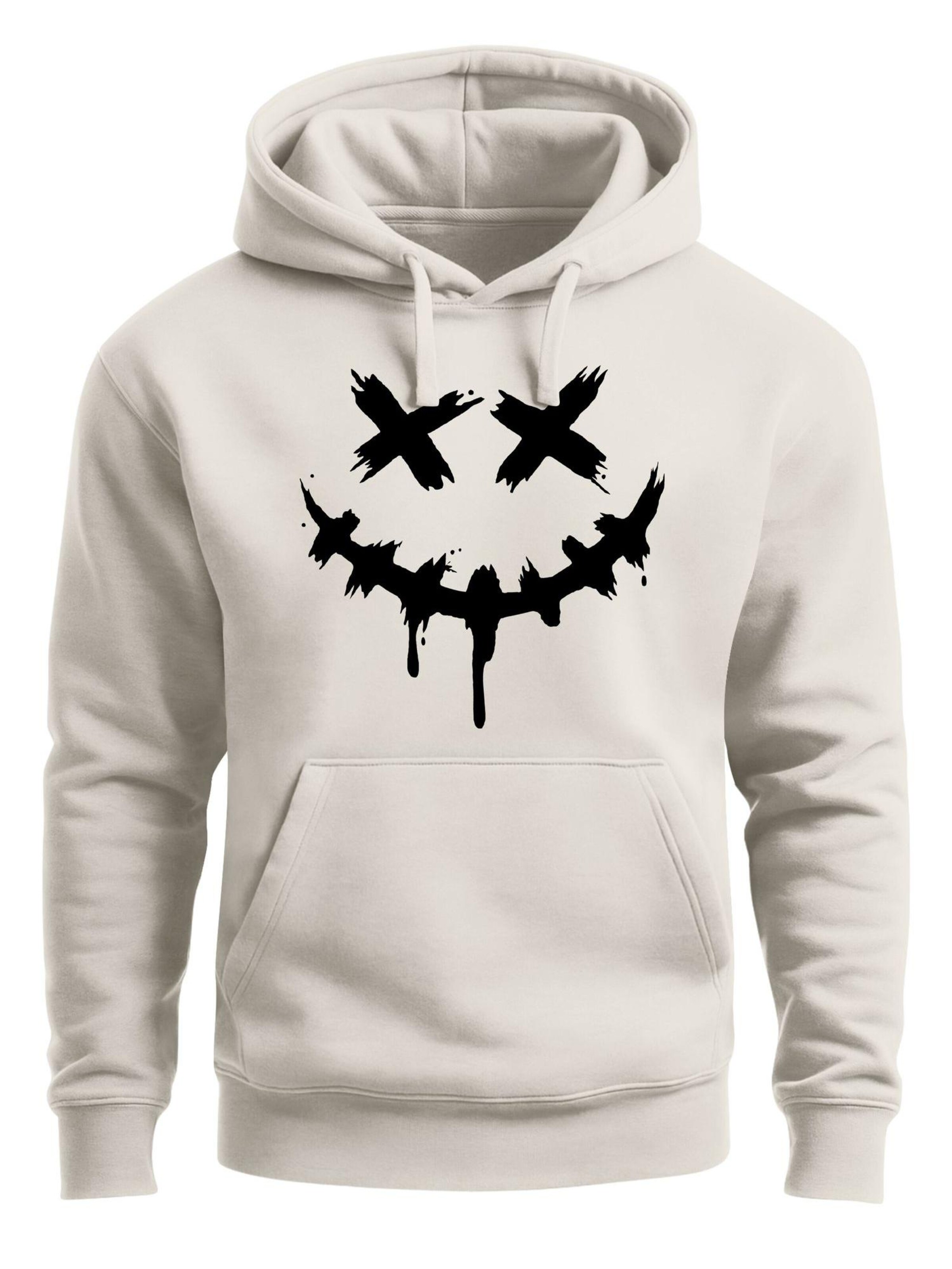 Neverless Sweatshirt 'Smile Face' in Beige: front