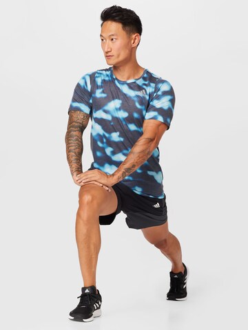ADIDAS SPORTSWEAR Funkční tričko 'Run Icons 3-Bar Allover Print' – modrá