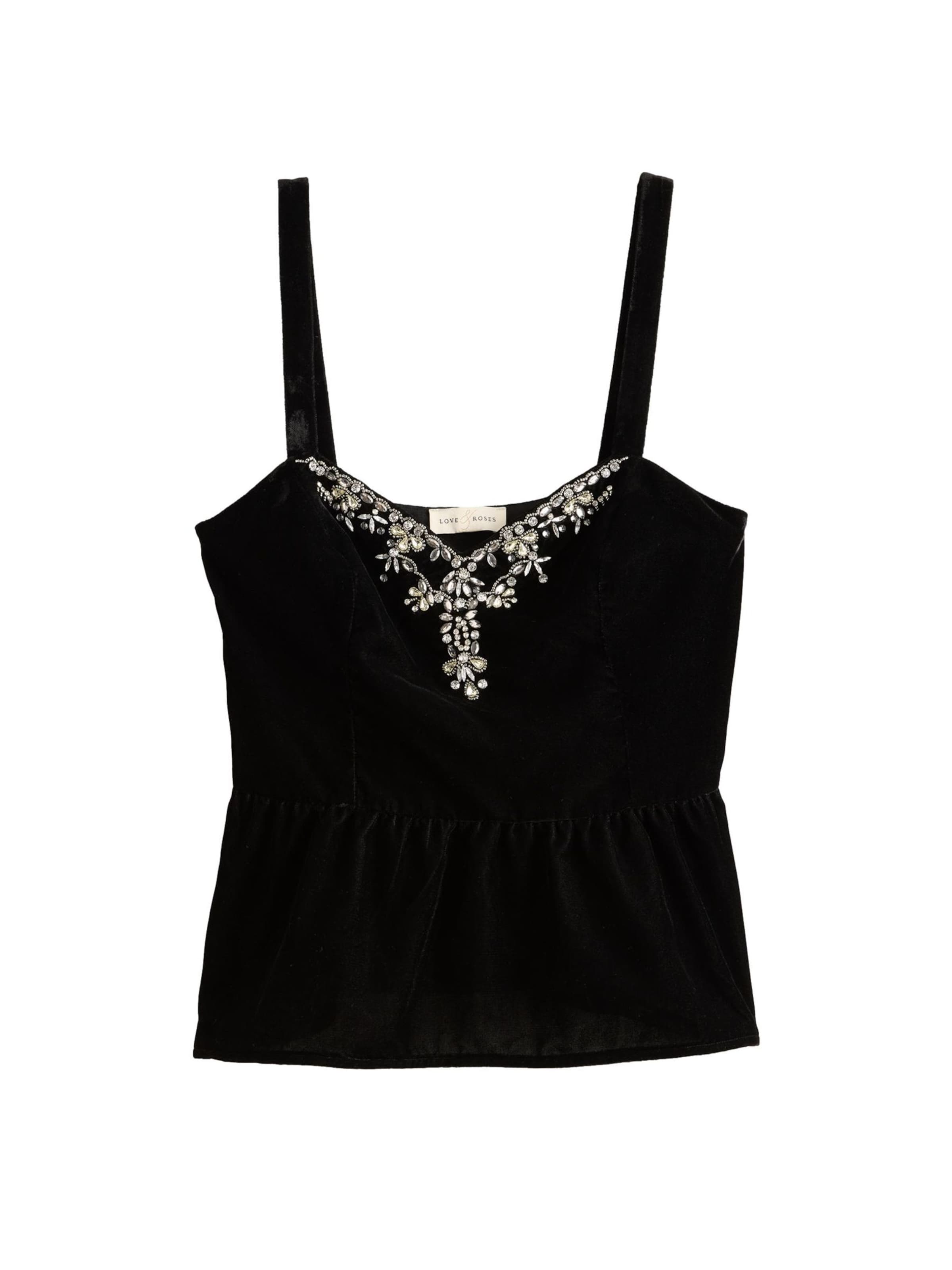 love & roses Top - fekete: elől
