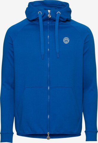 BIDI BADU Athletic Zip-Up Hoodie 'Viktor Tech' in Blue: front