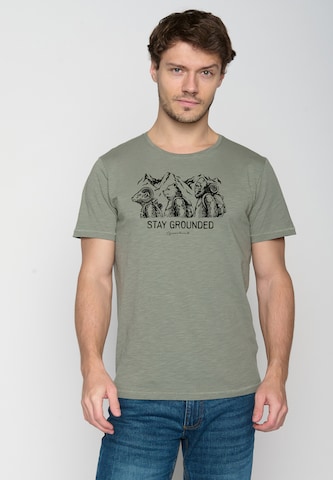 GREENBOMB Shirt 'Animal Stay Grounded' in Groen: voorkant
