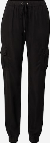 QS Tapered Cargo Pants in Black: front