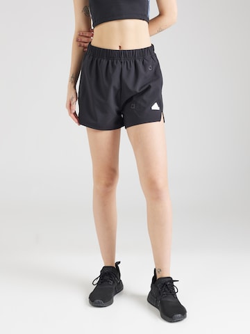ADIDAS SPORTSWEAR Loose fit Workout Pants 'BLUV Q2 WVSH' in Black: front