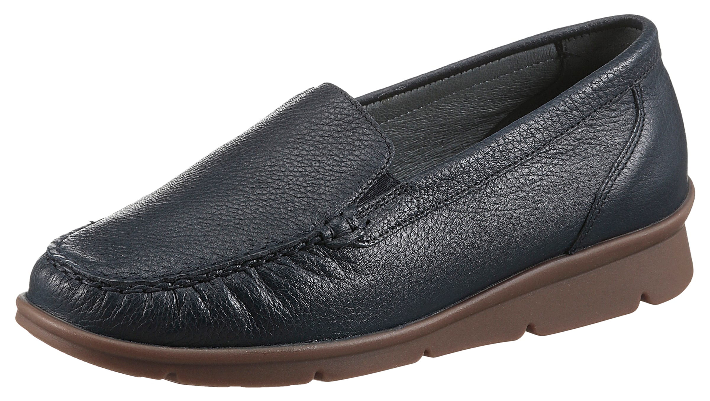 WALDLÄUFER Mokassin in Blau: Vorderseite