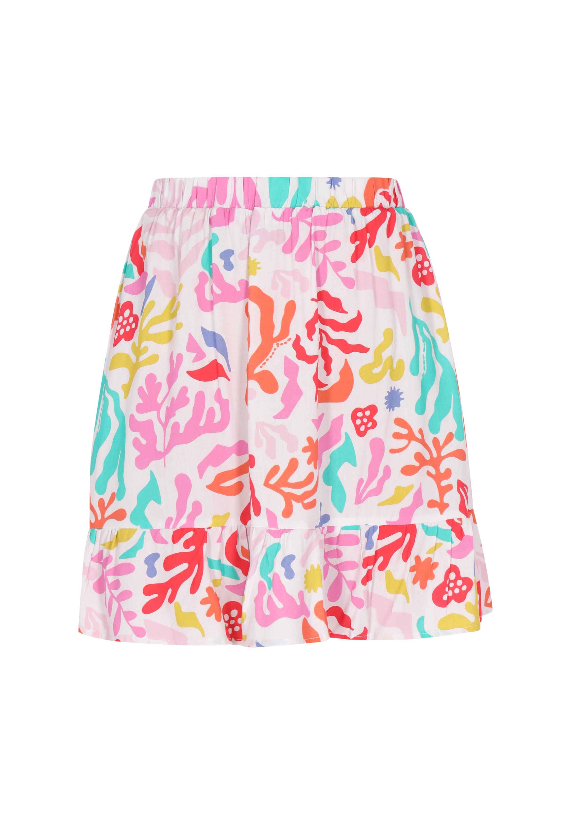 swirly Rok 'Young Fashion' in de kleur Turquoise / Donkeroranje / Lichtroze / Wit, Productweergave