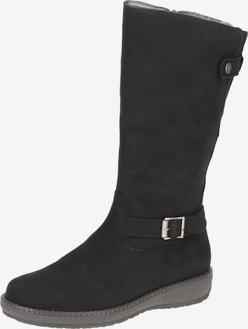 WALDLÄUFER Boots 'Waldläufer Hoja Warmfutter Schaftstiefel schwarz H-Weite Nubuck 533904' in Schwarz: Vorderseite