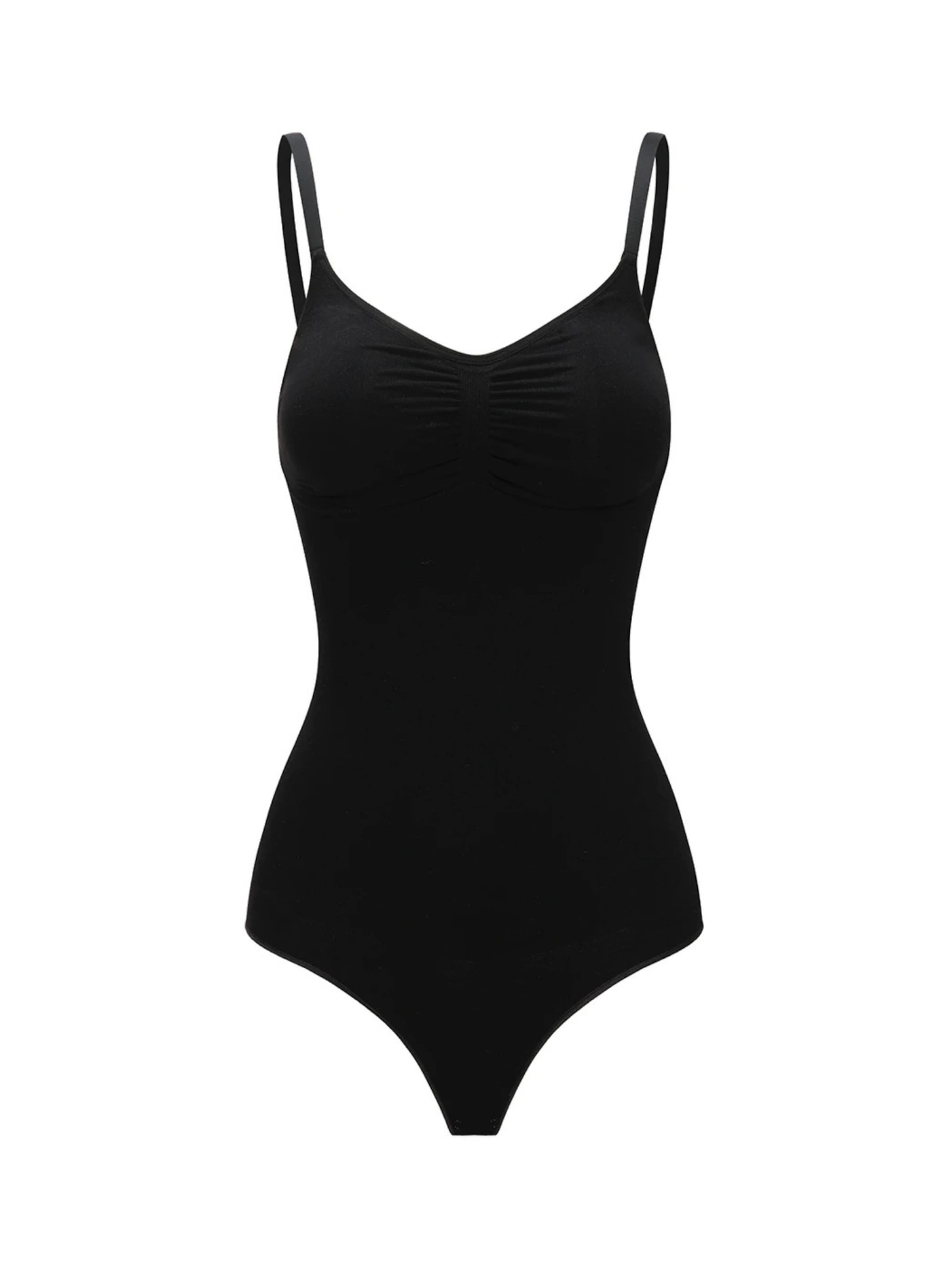 Body modellante 'Bodysuit Sculpting Shapewear with Built-In Wireless Bra and String' di cfab (formerly creamy fabrics) in nero: frontale