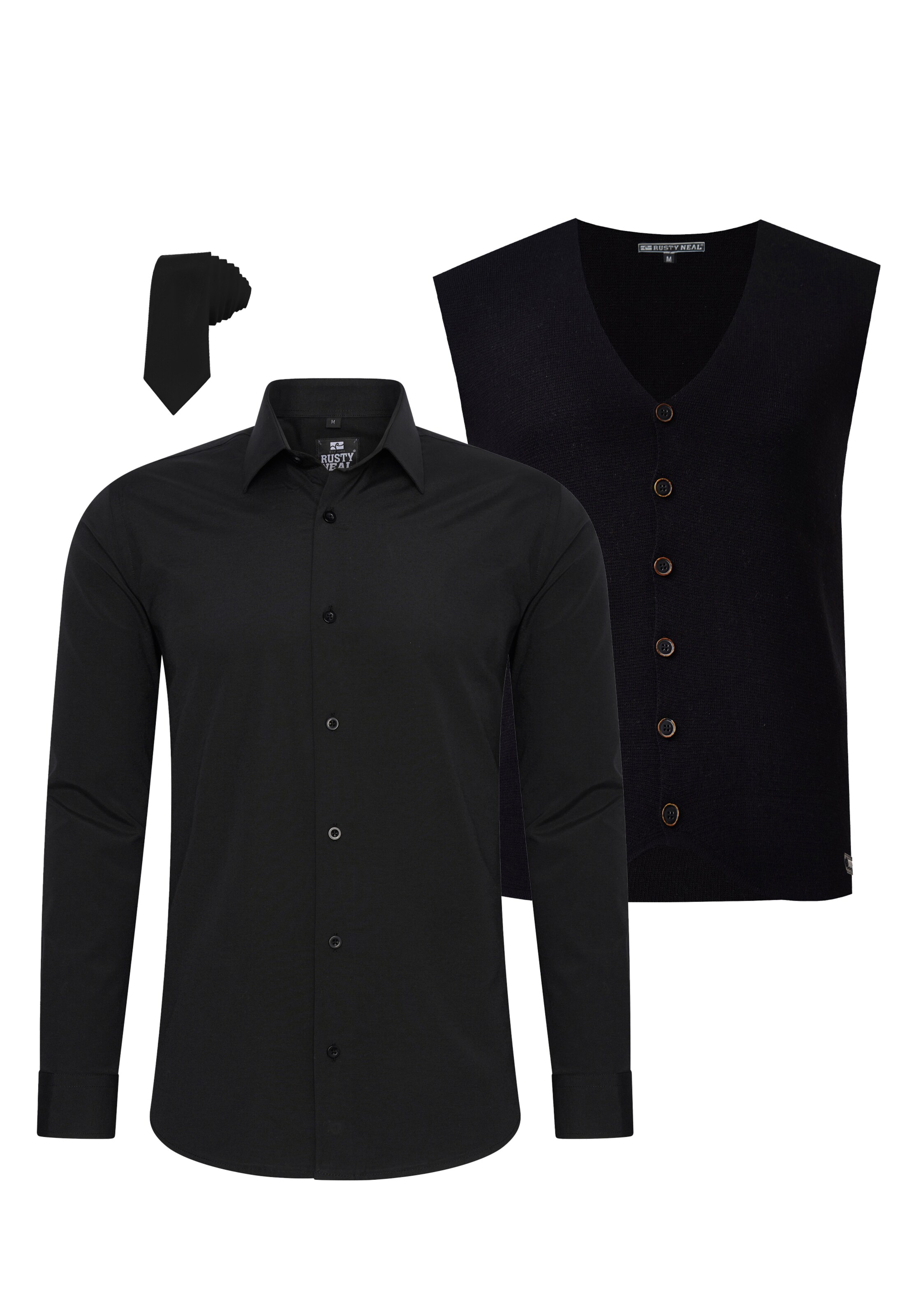 Rusty Neal Slim fit Button Up Shirt in Black: front