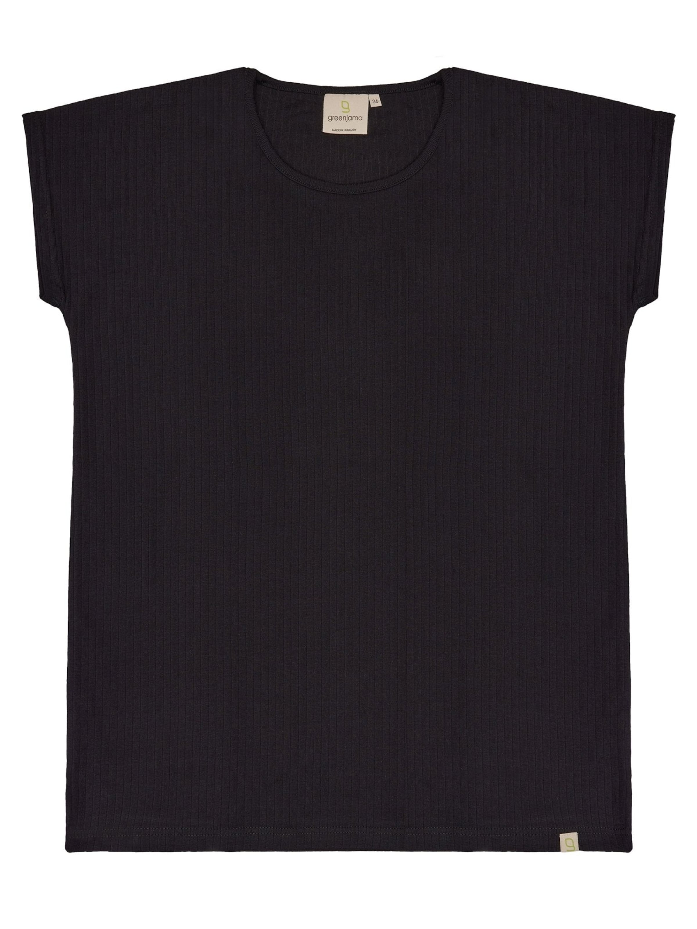 greenjama Pajama Shirt 'Lässiges T-Shirt aus Derby-Rib' in Black: front