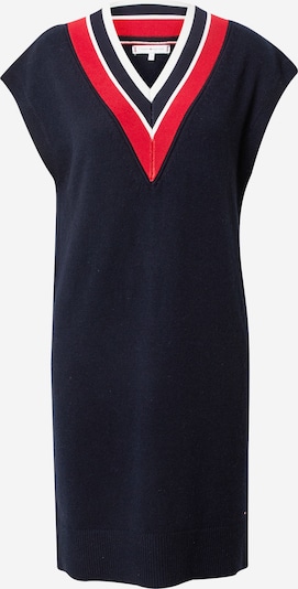 TOMMY HILFIGER Robes en maille en bleu foncé / rouge néon / noir / blanc, Vue avec produit