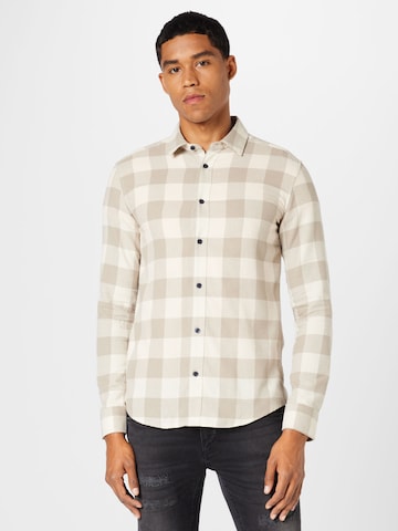 Coupe slim Chemise 'Gudmund' Only & Sons en blanc : devant