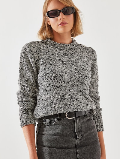 Bianco Lucci Pull-over en noir chiné, Vue avec produit