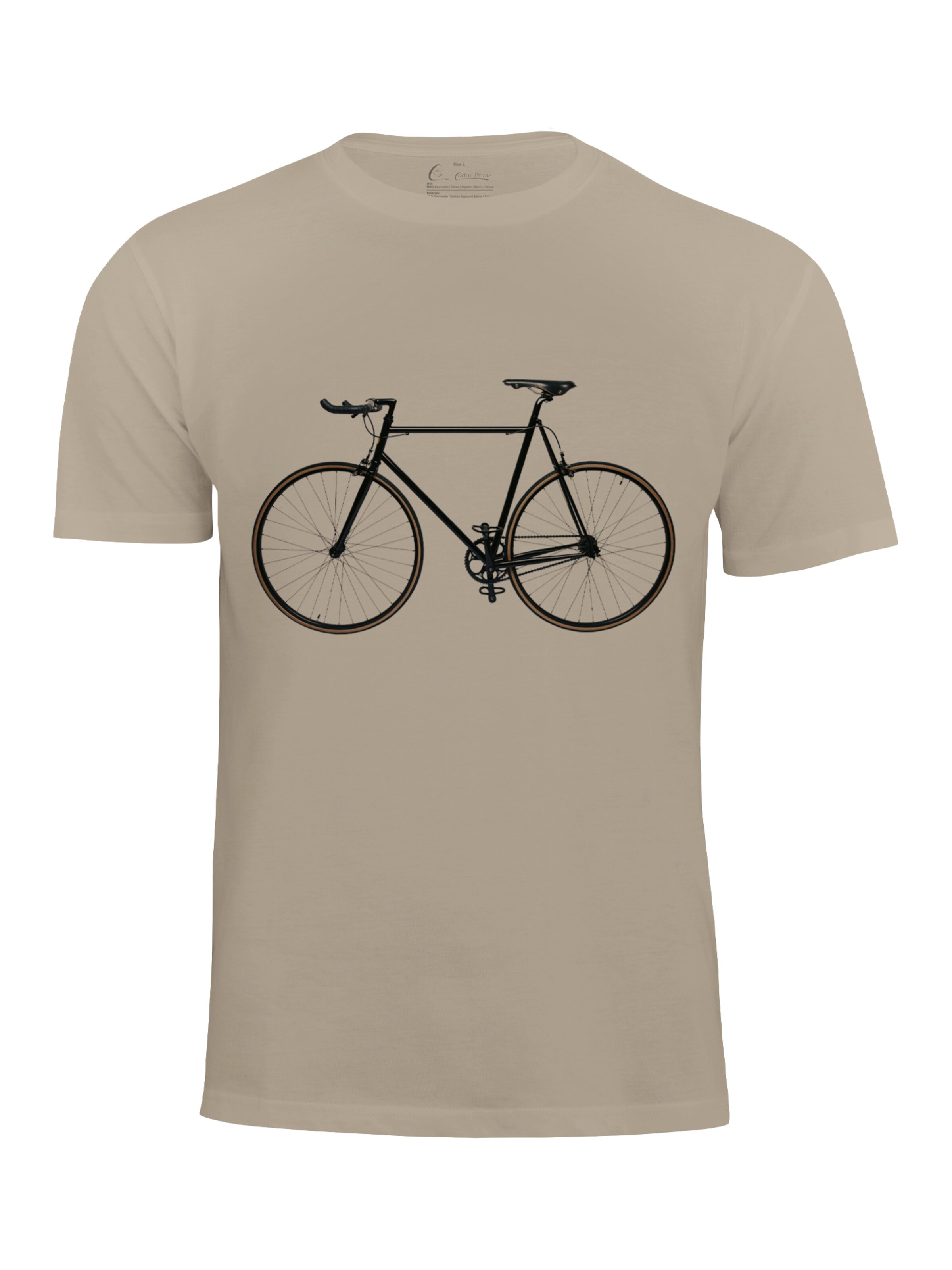 Cotton Prime Shirt 'Bike - Fahrrad' in Beige: voorkant