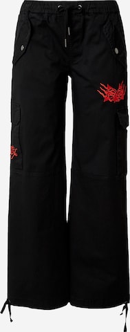 Ed Hardy Loose fit Cargo Pants in Black: front