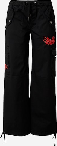 Ed Hardy - Loosefit Pantalón cargo en negro: frente