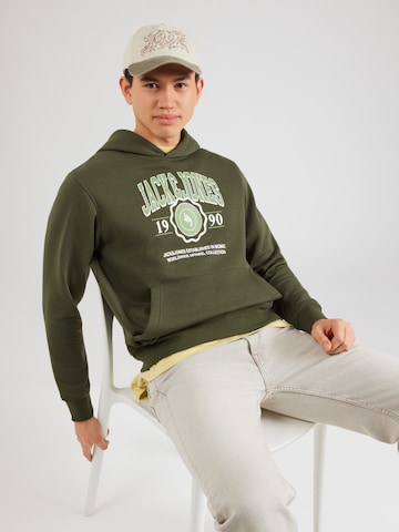 JACK & JONES Μπλούζα φούτερ 'JJMAKO' σε πράσινο: μπροστά