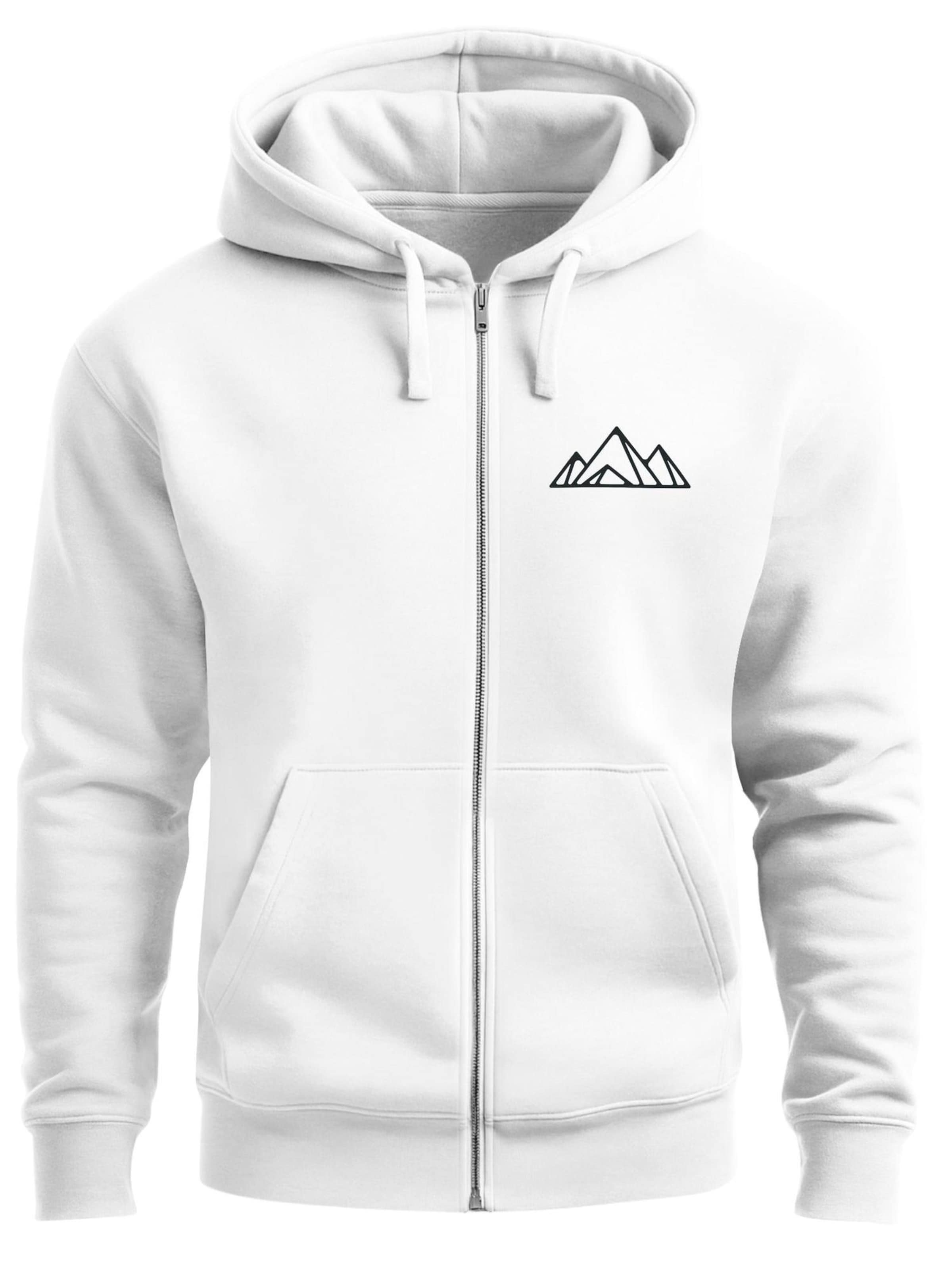 Neverless Zip-Up Hoodie 'Berg Polygon' in White: front