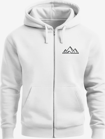 Neverless Zip-Up Hoodie 'Berg Polygon' in White: front