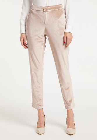 faina Slimfit Broek in Beige: voorkant