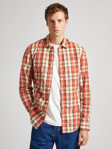 Pepe Jeans Regular fit Button Up Shirt 'Peterson' in Orange: front
