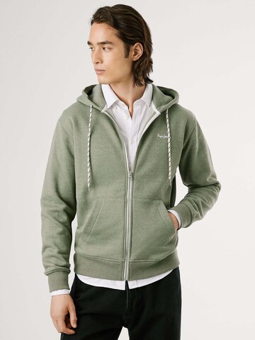 Pepe Jeans Sweatvest 'MACBETH ZIP' in Groen: voorkant