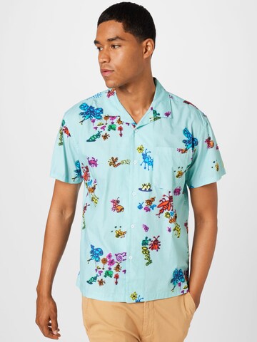 Coupe regular Chemise 'Doodles' Obey en bleu : devant