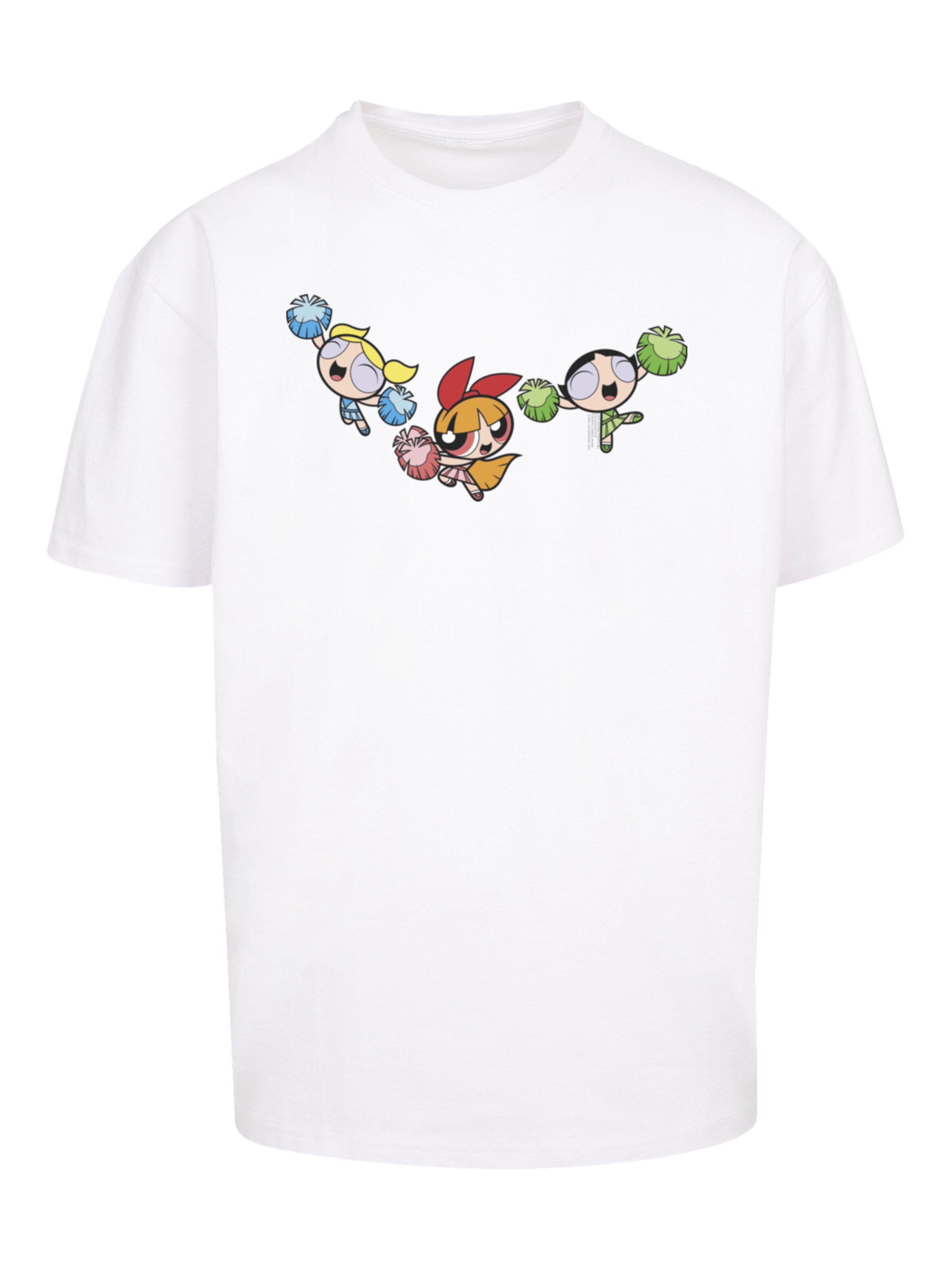 T-Shirt 'Powerpuff Girls Cheerleaders' F4NT4STIC en blanc : devant