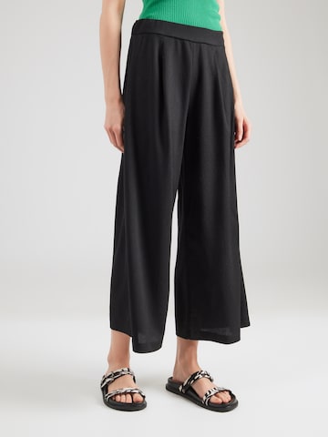 s.Oliver Wide leg Παντελόνι πλισέ σε μαύρο: μπροστά