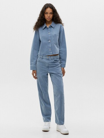 Pull&Bear Loosefit Jeans in Blauw: voorkant