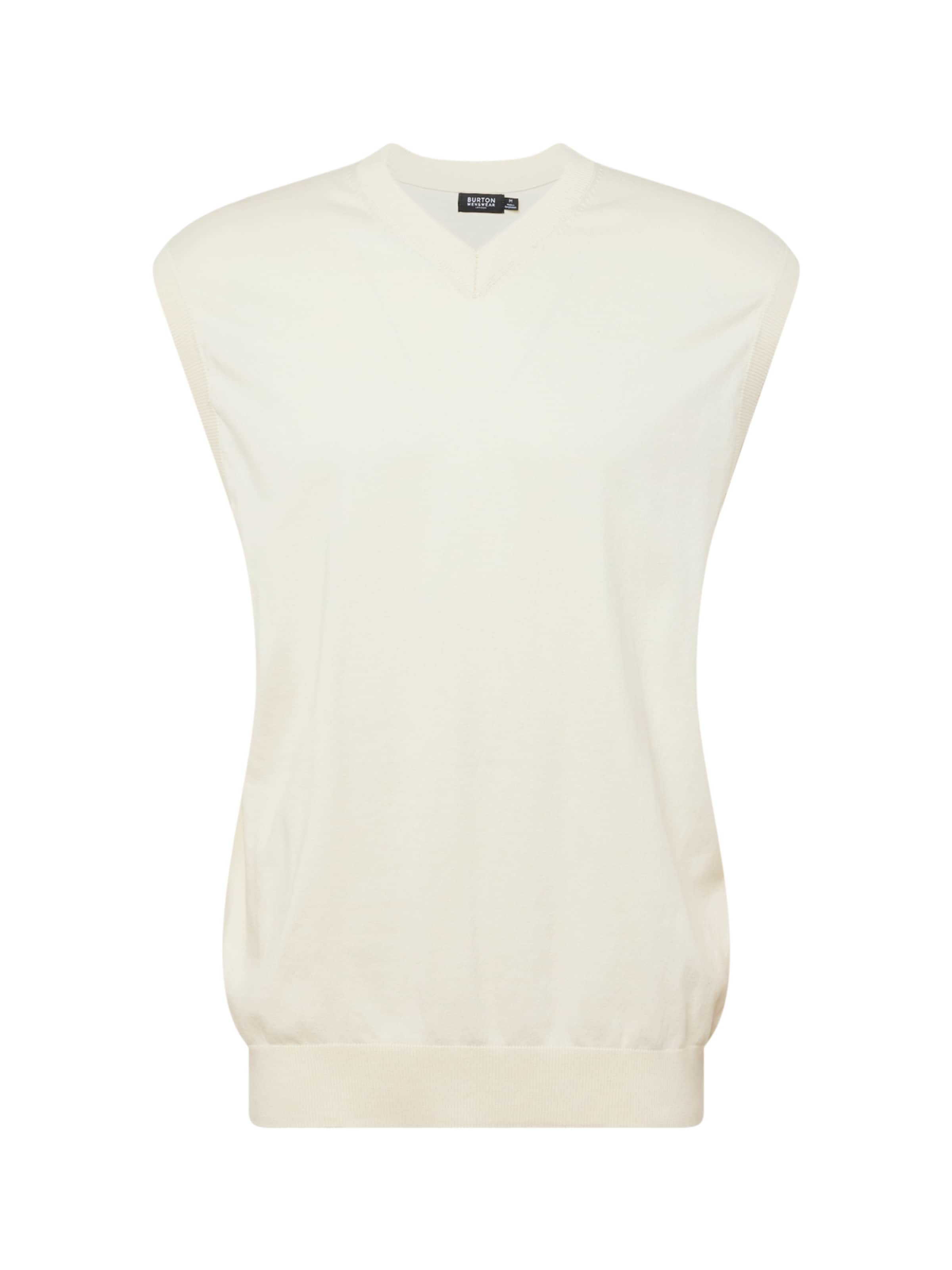 BURTON MENSWEAR LONDON Мъжки плетен пуловер без ръкави в бежово: отпред