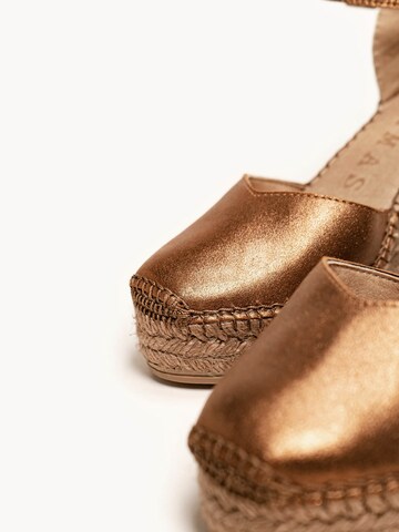 Alhamas Slingpumps 'Alpargata Cuña 10 cm Ante' in Grijs