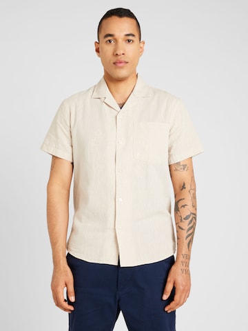 Clean Cut Copenhagen Regular fit Button Up Shirt 'Giles Bowling' in Beige: front