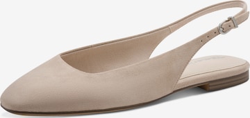 Tamaris Ballerinasko med rem i beige: forside